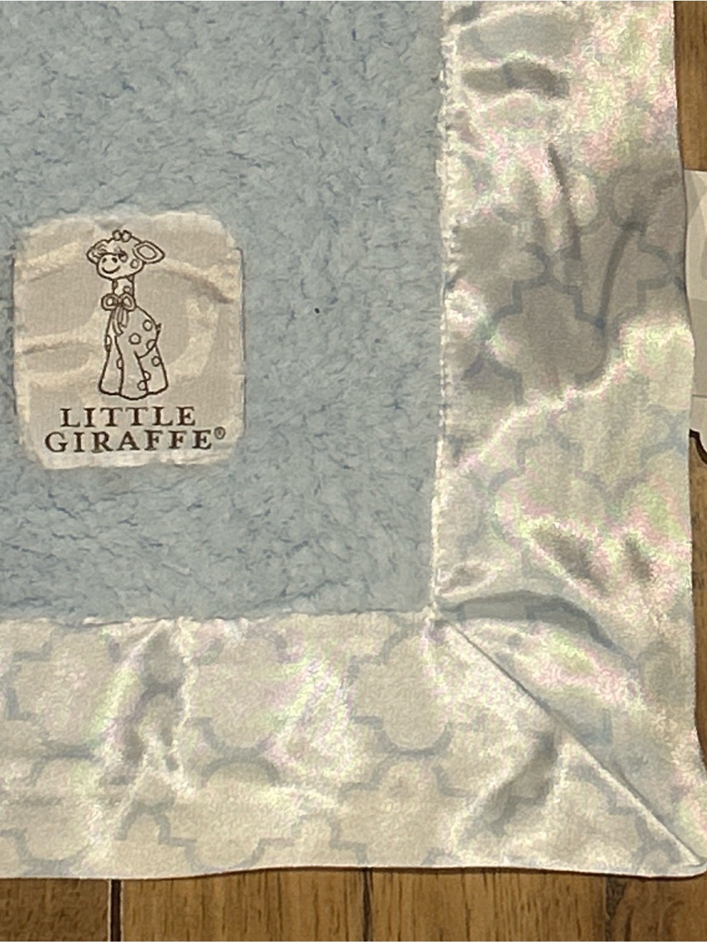 Little Giraffe Solid Blue Lovey Security Blanket NEW Square USA Made